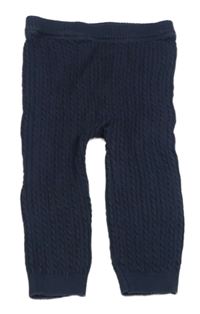 Tmavomodré pletené tepláky s copánkovým vzorem M&S