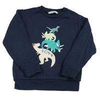 Tmavomodrá mikina s dinosaury M&S