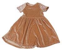 Starorůžové sametové šaty s flitry