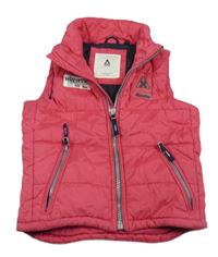 Fuchsiová šusťáková zateplená vesta s nášivkami