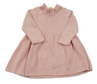 Růžové žebrované svetrové šaty s límečkem GAP