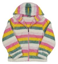 Barevná pruhovaná chlupatá propínací funkční mikina s kapucí Trespass