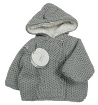 Nové - Šedý zateplený propínací svetr s kapucí Absorba