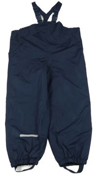 Tmavomodré šusťákové podšité laclové kalhoty Pocopiano