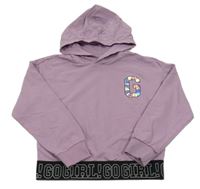 Levandulová mikina s písmenem a kapucí Alive