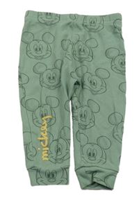 Zelené žebrované lehké tepláky s Mickeym George