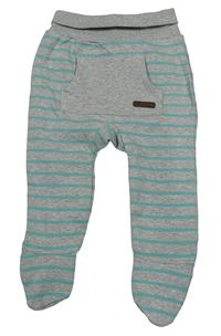 Šedo-tyrkysové pruhované teplákové polodupky Topomini