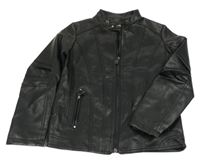 Černá koženková podšitá bunda