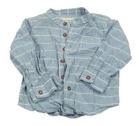 Modro-bílá pruhovaná lněná košile Lupilu