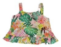 Bílo-barevný květovaný top s listy Next