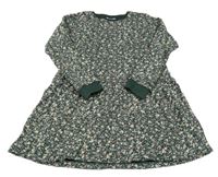 Tmavozelené květované teplákové šaty Name it