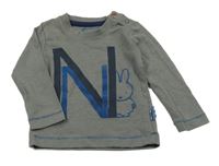 Tmavošedé triko s králíkem a písmenem