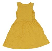 Hořčicové puntíkaté bavlněné šaty C&A