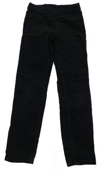 Černé manšestrové elastické kalhoty H&M