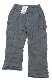 Nové - tmavošedé mušelínové podšité cargo kalhoty Next