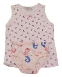 2set - Světlerůžová košilka s beruškami + kalhotky s mořskými pannami