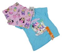 Nové - 2set - Modré tričko s Minnie a Daisy + růžové bavlněné kraťasy Primark