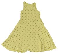 Žluté žebrované šaty s motýlky H&M