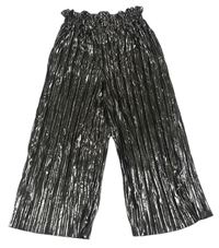 Černé metalické plisované culottes kalhoty George