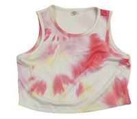 Bílo-růžový žebrovaný vzorovaný crop top 
