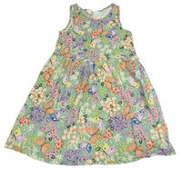 Zeleno-barevné květované bavlněné šaty H&M