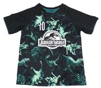 Černo-zelené sportovní tričko s dinosaury a číslem zn. H&M