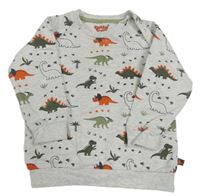 Šedá melírovaná mikina s dinosaury 