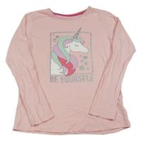 Světlerůžové pyžamové triko s jednorožcem Primark