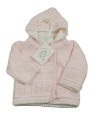 Nové - Světlerůžový propínací svetr s kapucí 