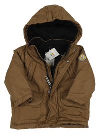 Nové - Hnědá šusťáková zimní bunda s kapucí Topomini