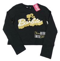 Nové - černé crop triko s Barbie Matalan