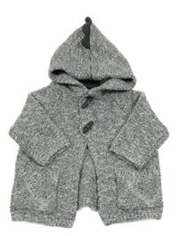 Šedý melírovaný propínací svetr s kapucí George