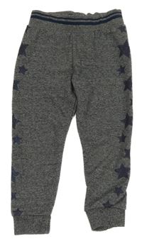 Šedé melírované tepláky s tmavomodrými hvězdami x-mail