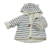 Bílo-tmavomodrá pruhovaná zateplená propínací mikina s kapucí H&M