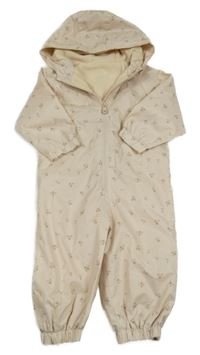 Pudrová vzorovaná šusťáková jarní kombinéza s kapucí dunnes