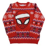 Červený vzorovaný svetr se Spidermanem Marvel