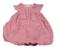 Růžové manšestrové šaty s volánkem Miniclub