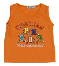 Oranžové tílko s nápisem 