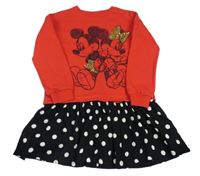 Červeno-černé teplákové šaty s Mickeym a Minnie Disney