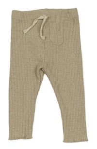 Béžové žebrované úpletové legíny Zara