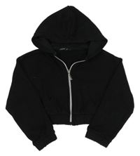 Černá crop propínací mikina s kapucí terranova