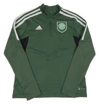 Tmavozelená sportovní funkční mikina s logem Adidas
