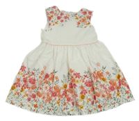 Bílo-růžové květované plátěné šaty Primark