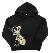 Černá mikina s medvědem a kapucí shein