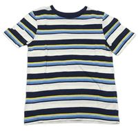 Bílo-tmavomodro-modré pruhované tričko C&A