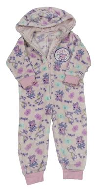 Světlerůžová plyšová kombinéza s Peppou a kapucí Mothercare