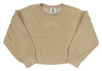 Béžová sametová crop mikina s nápisem George