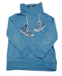 Azurová melírovaná mikina s botami Yigga