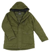 Khaki šusťáková zimní bunda s kapucí Pocopiano