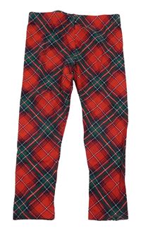 Červeno-zelení kostkované legíny 